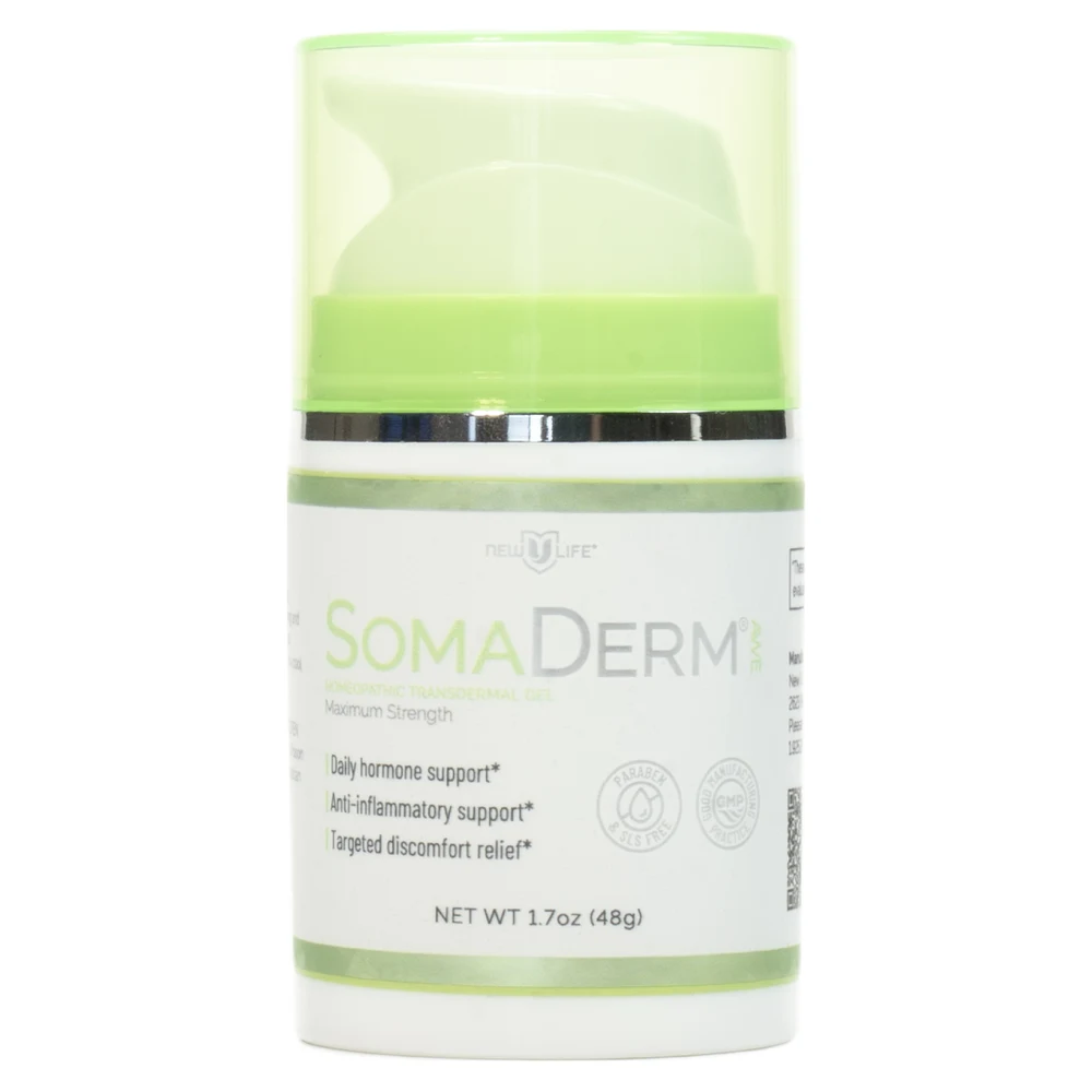 New U Life SomaDerm+ AWE topical gel pump bottle