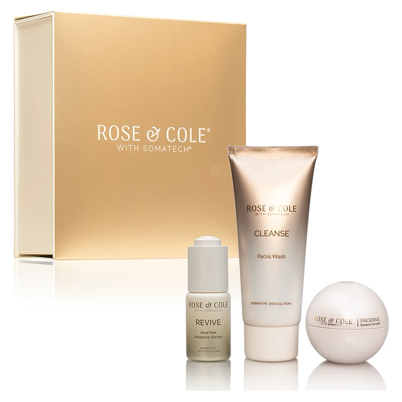 Rose & Cole Essentials Kit – Mixed D/A – 3-piece Rose & Cole skincare set with gold box