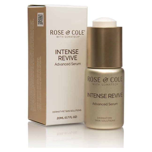 Rose & Cole Intense Revive Advanced Serum peptide serum bottle and box