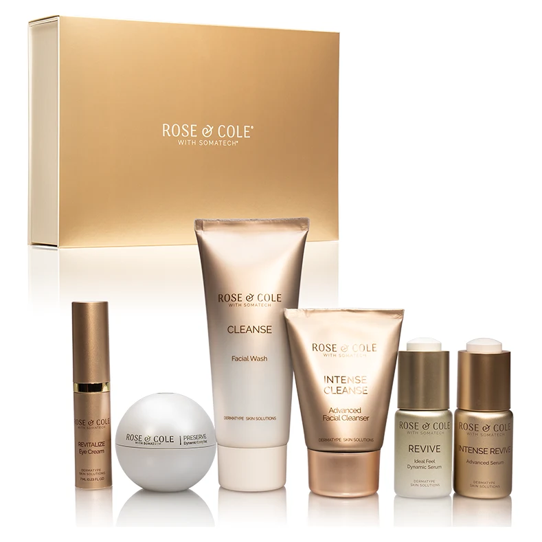 Rose & Cole Luxe Kit – Dynamic – 6-piece Rose & Cole skincare set with gold box
